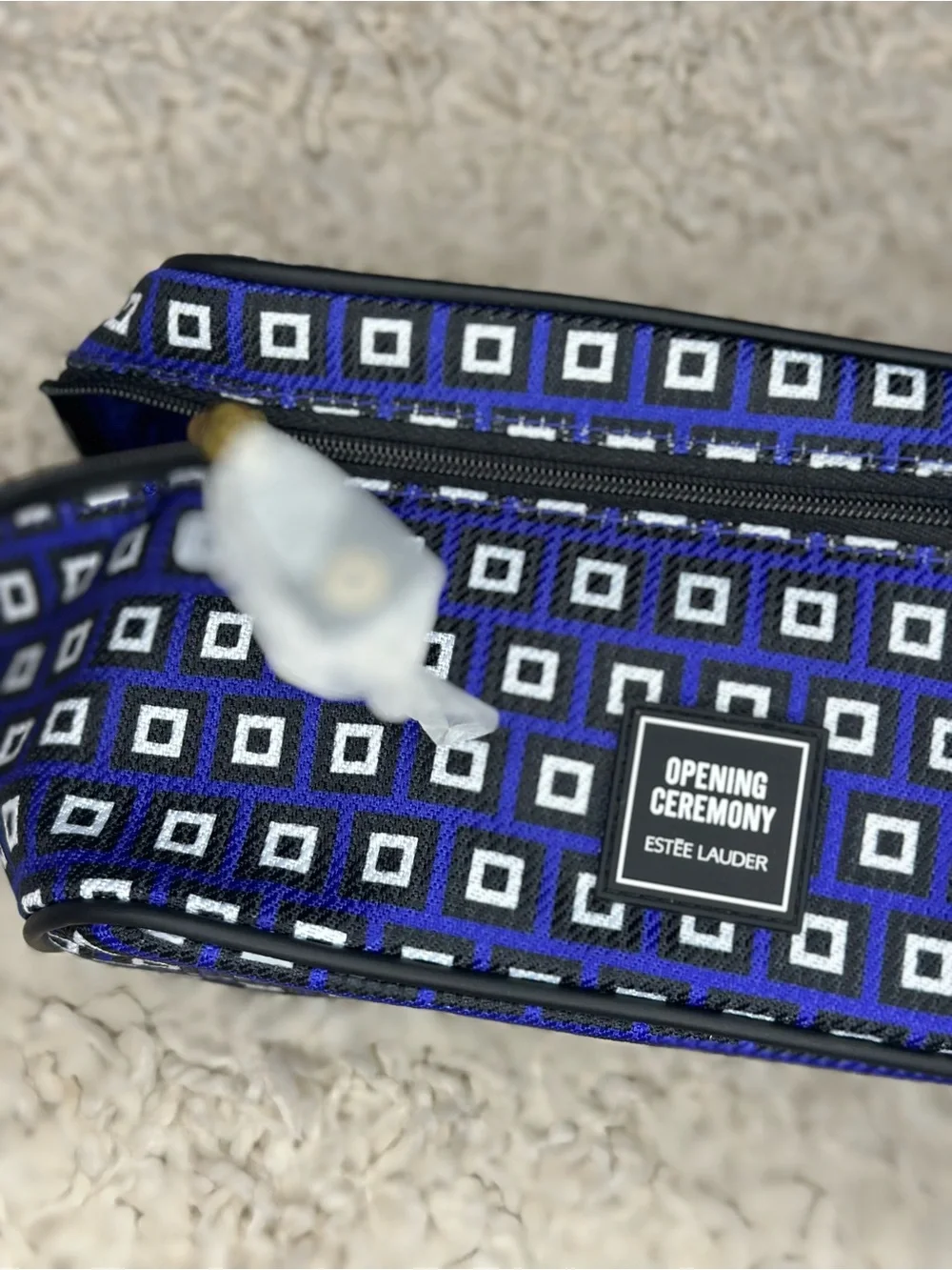 Blue Geometric Cosmetic Train Case